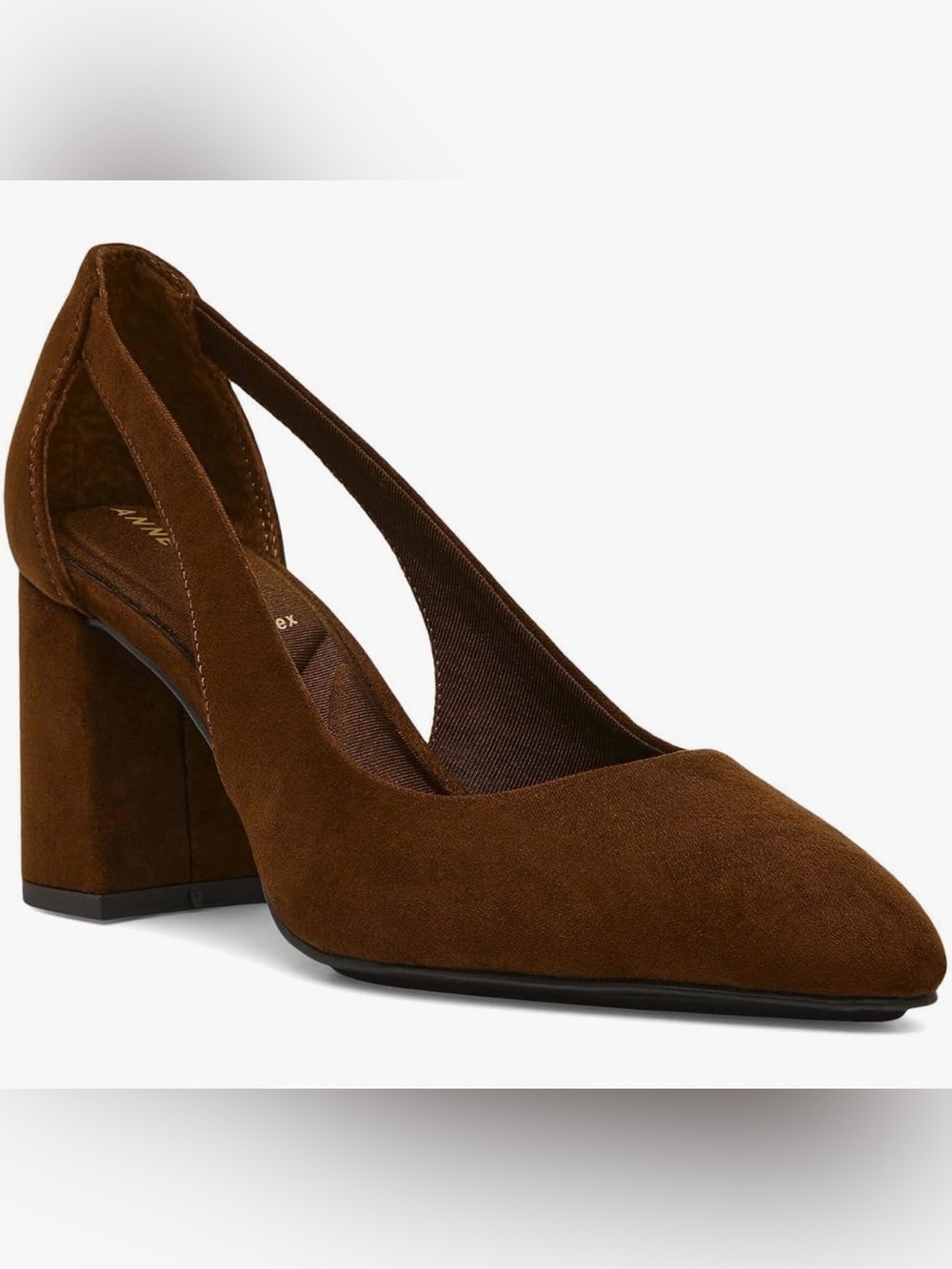 NWT Anne Klein Berkely Size 7.5 Brown Faux Suede Block Heel Shoes